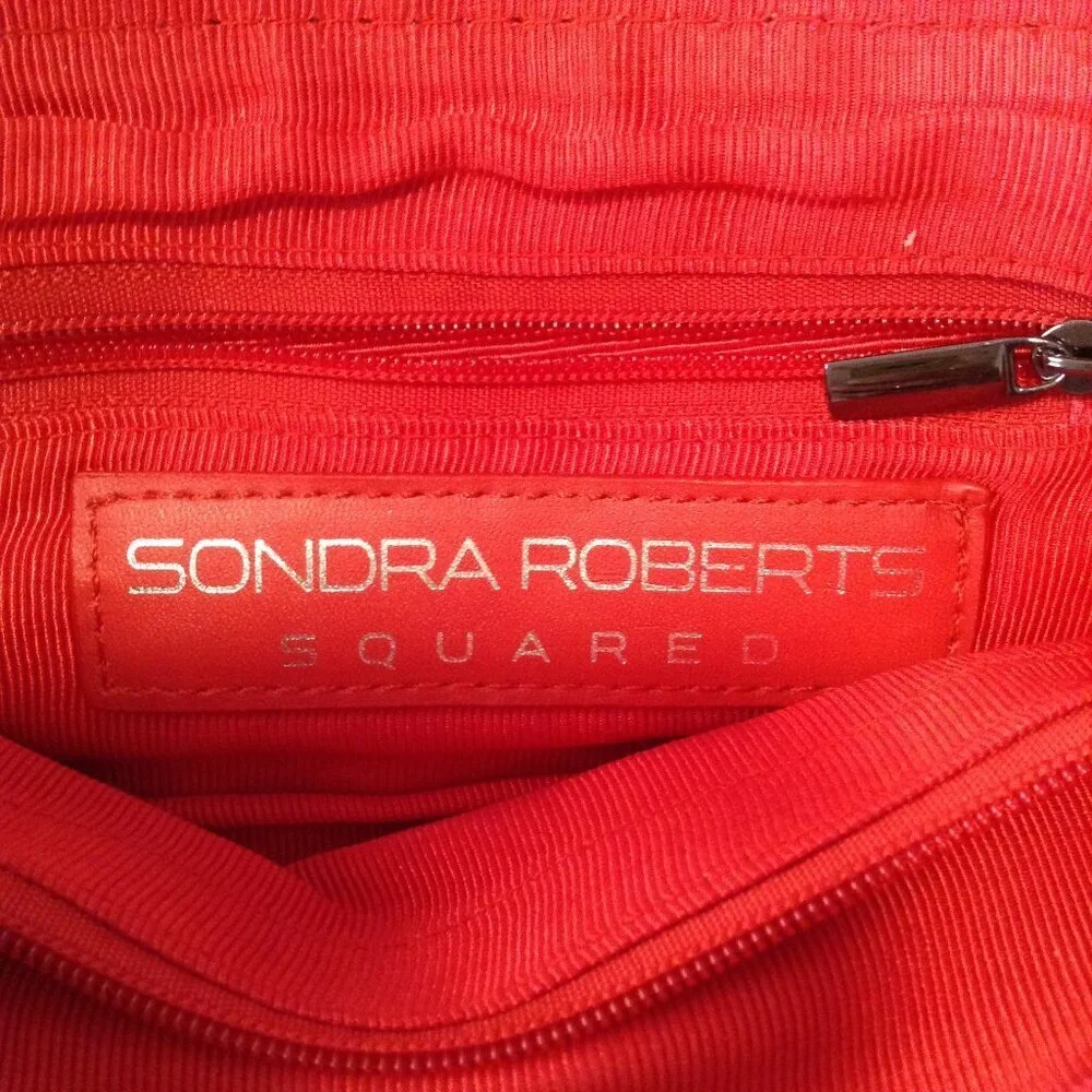 Sondra Roberts Square Red Bling Faux Suede Tassel Wristlet/Crossbody Chic Style